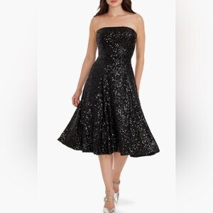 Dress the Population - Ruby Sequin Strapless Cocktail Dress in Black - Size S